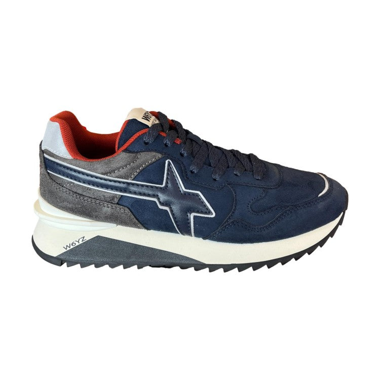 Sneaker W6YZ YAK in suede e tessuto tecnico navy antracite