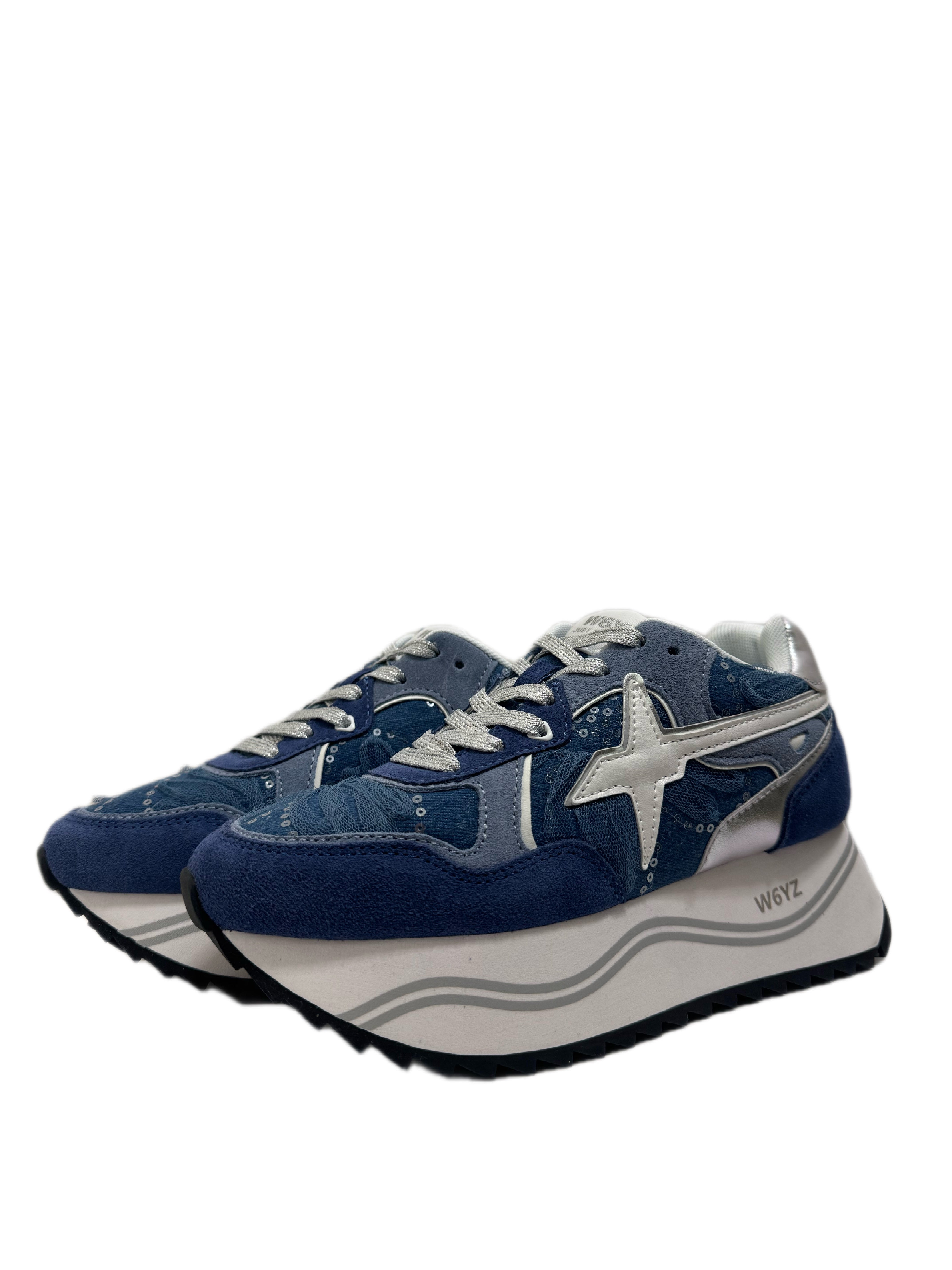 Sneaker W6YZ DEVA in suede e tessuto tecnico - Denim