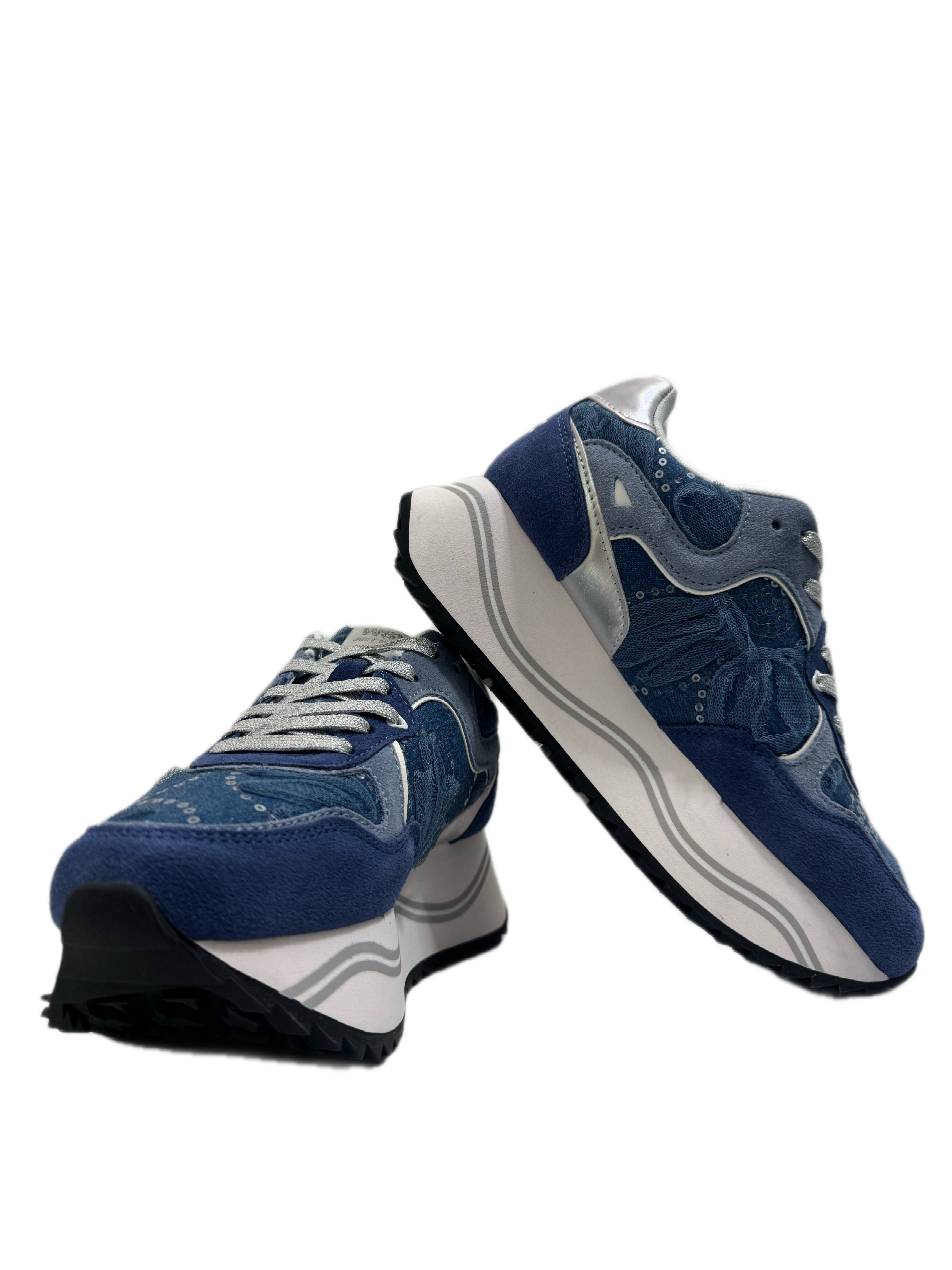 Sneaker W6YZ DEVA in suede e tessuto tecnico - Denim