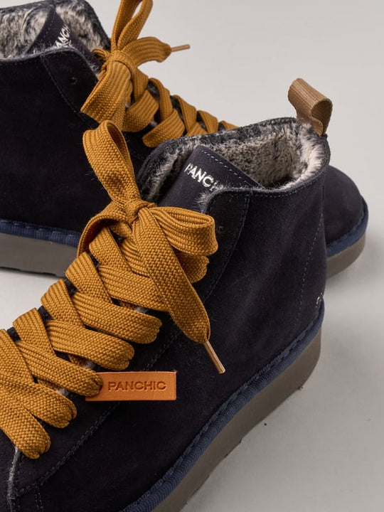 POLACCHINO PANCHIC N CAMOSCIO FODERATO IN FAUX FUR BLU-MARRONE