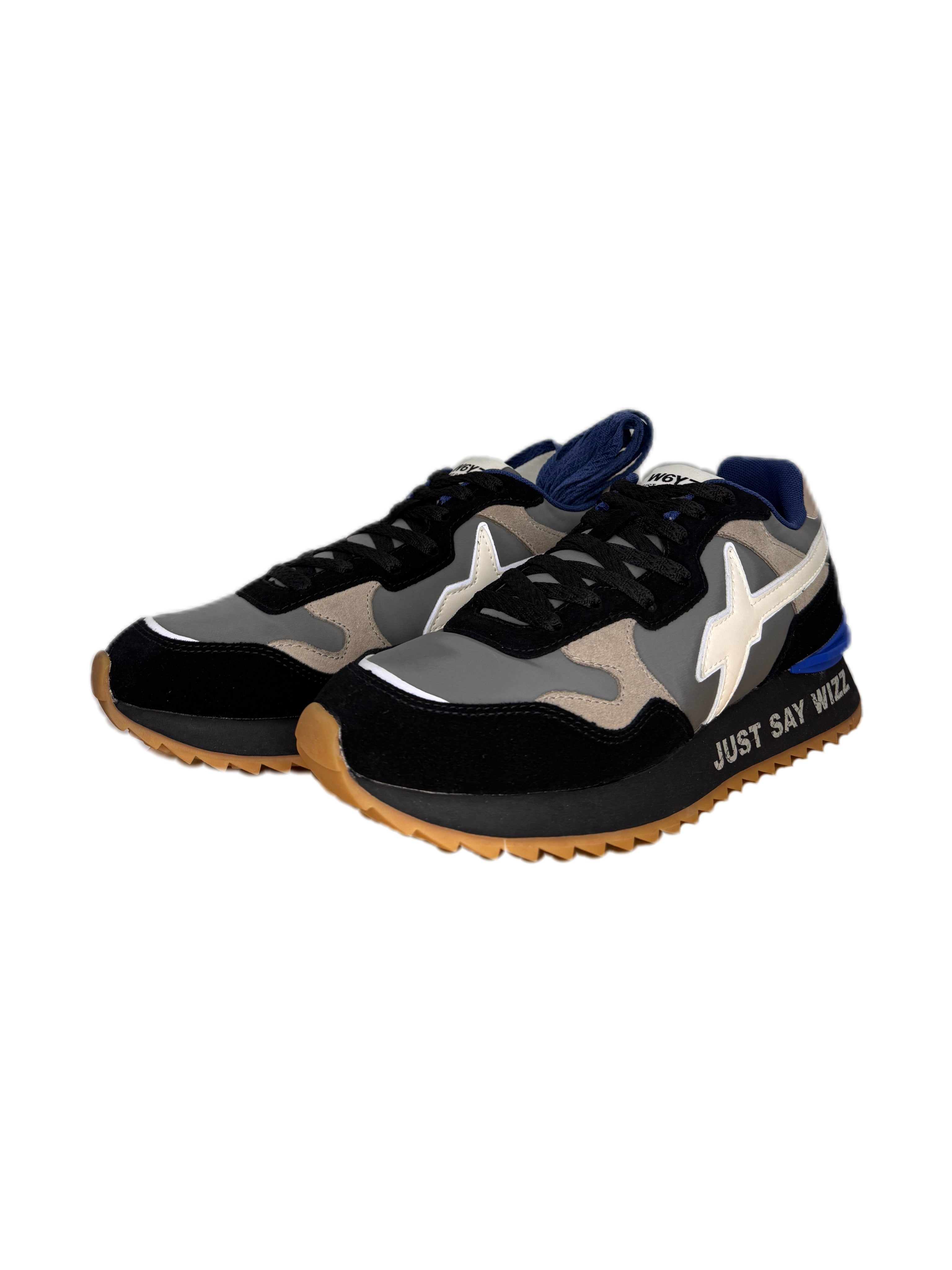 Sneaker W6YZ YAK in suede e tessuto tecnico navy antracite