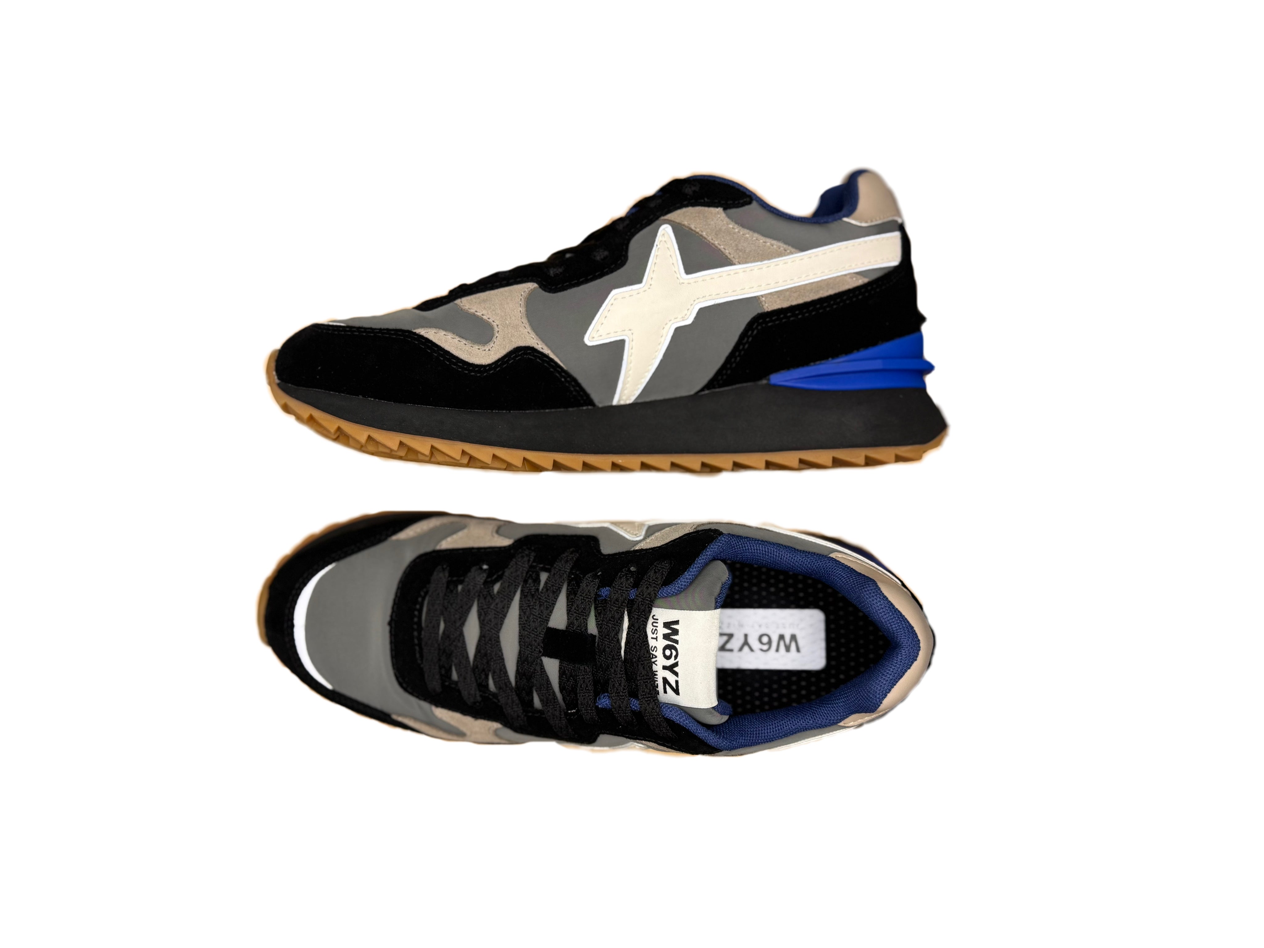 Sneaker W6YZ YAK in suede e tessuto tecnico navy antracite