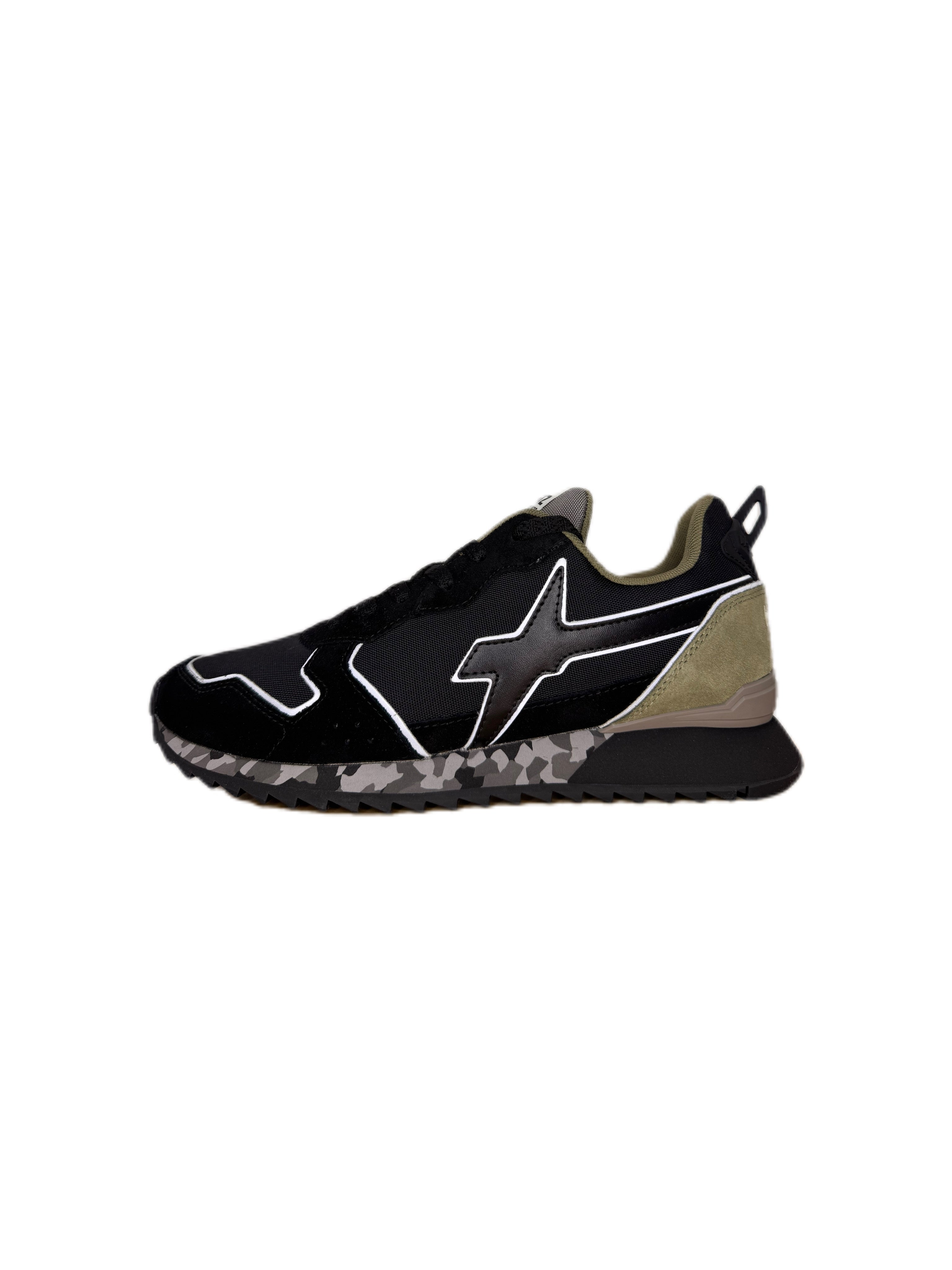 Sneaker W6YZ YAK in suede e tessuto tecnico militare antracite taupe