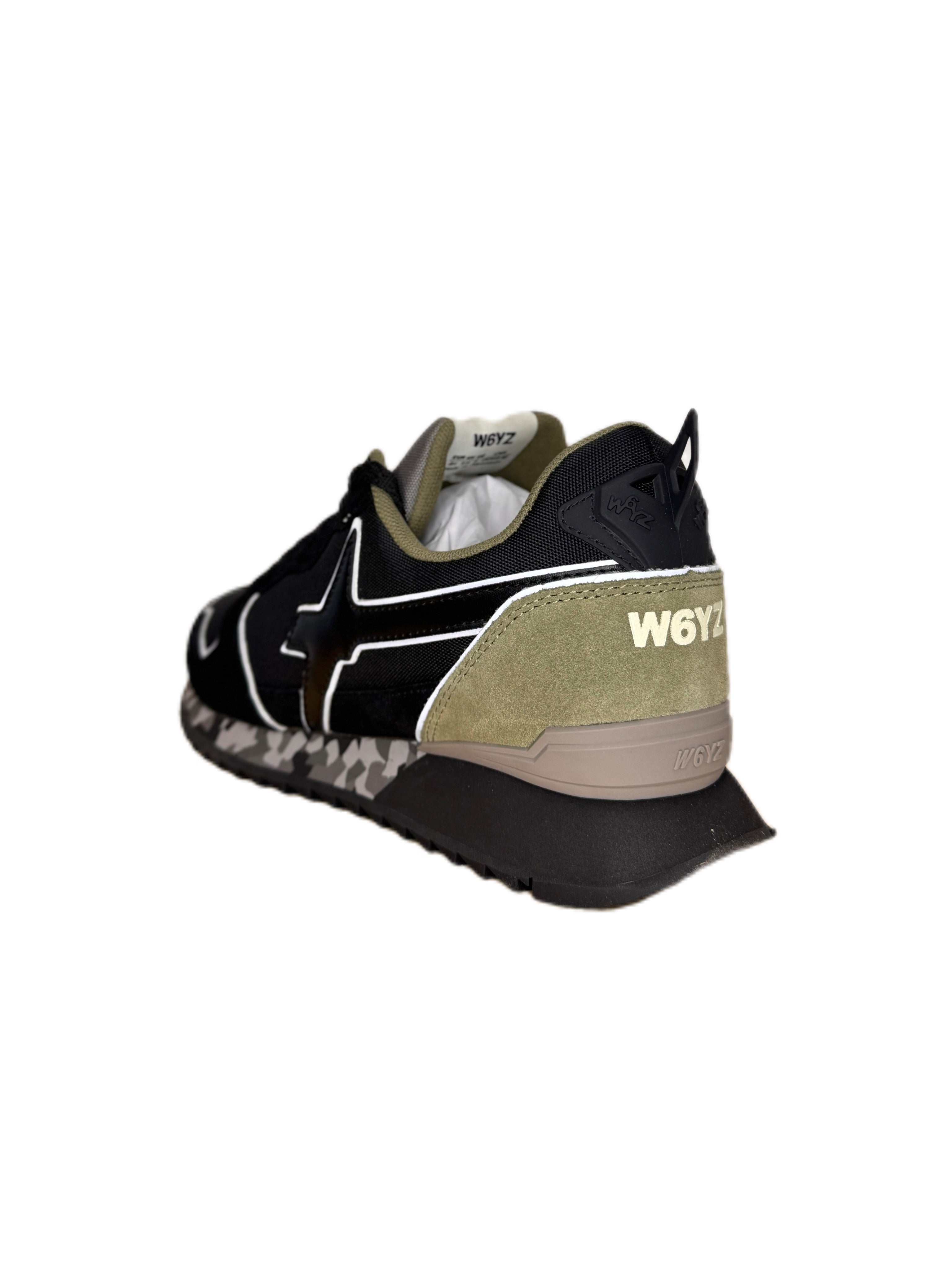 Sneaker W6YZ YAK in suede e tessuto tecnico militare antracite taupe