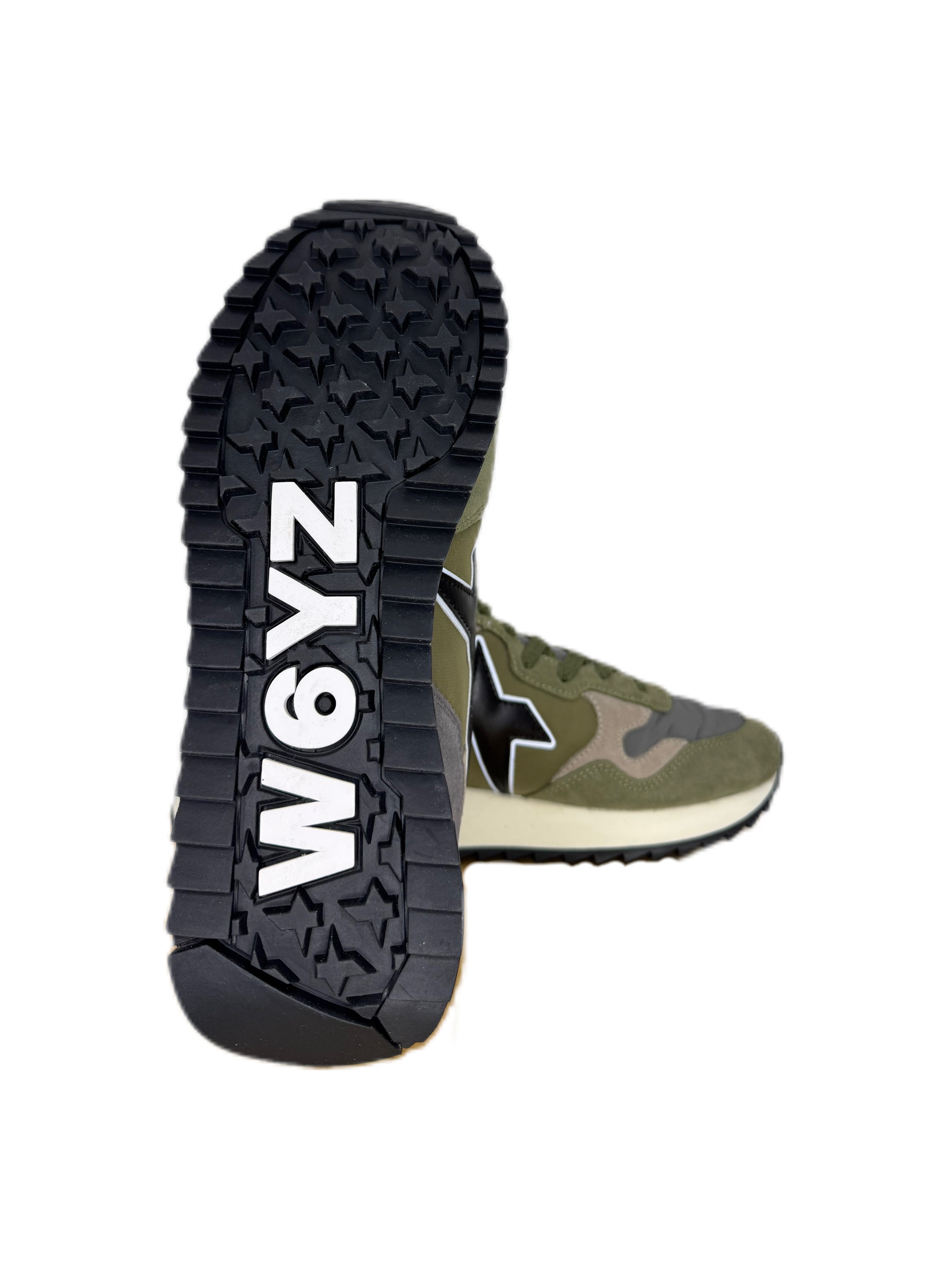 Sneaker W6YZ YAK in suede e tessuto tecnico militare antracite taupe