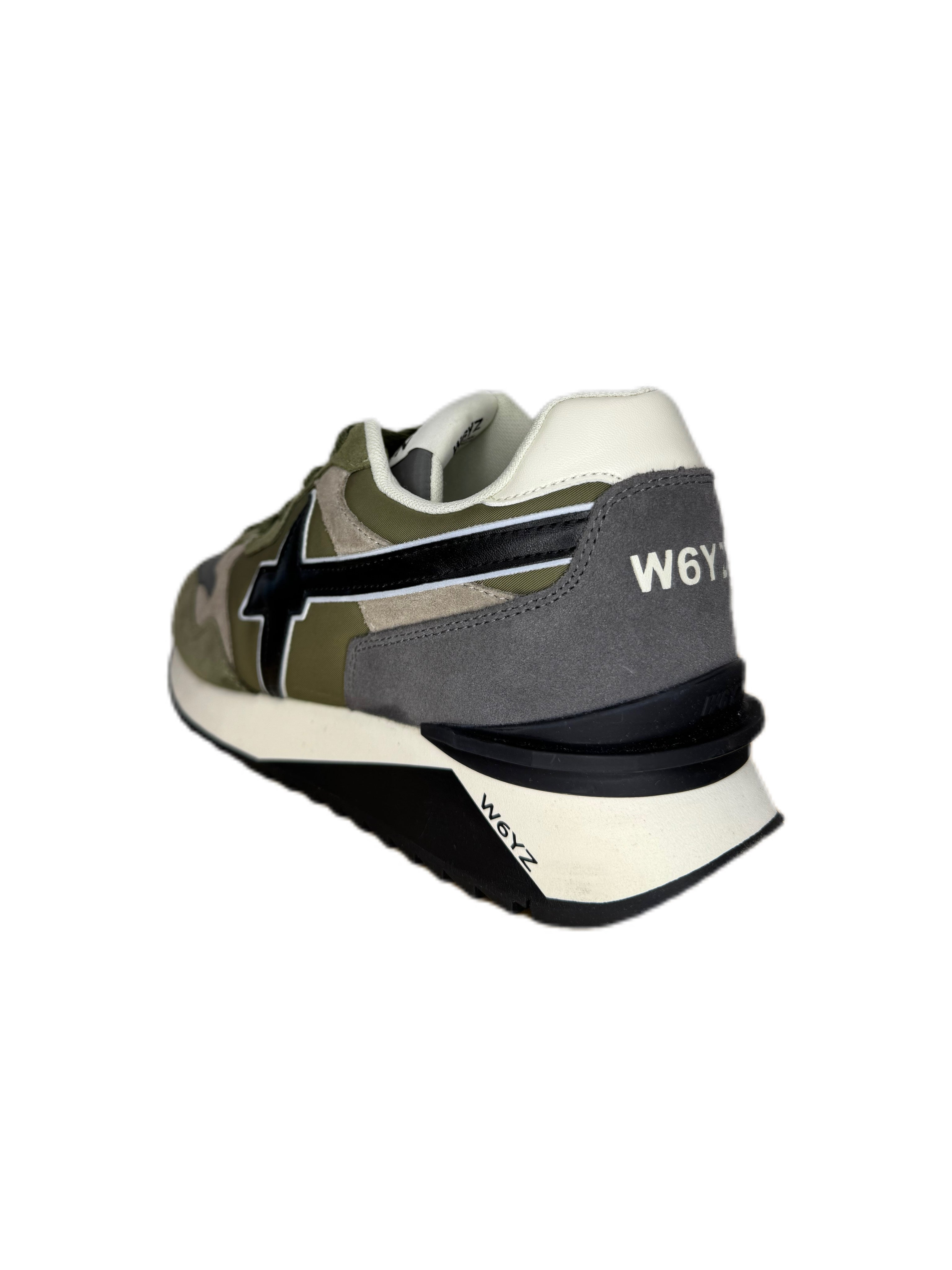 Sneaker W6YZ YAK in suede e tessuto tecnico militare antracite taupe