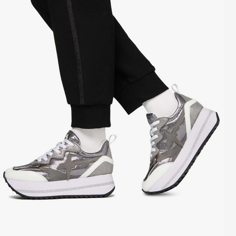 Sneaker W6YZ tessuto tecnico e pelle - Antracite-Bianco
