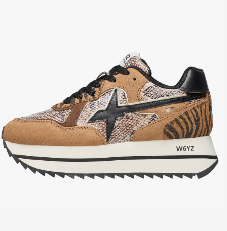 Sneaker W6YZ DEVA in tessuto tecnico e suede - Marrone-Nero