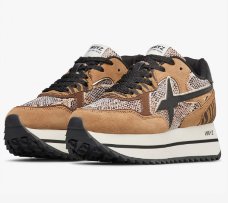 Sneaker W6YZ DEVA in tessuto tecnico e suede - Marrone-Nero