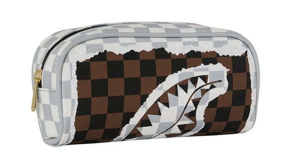 Pochette astuccio Sprayground CREAM AND BROWN TEAR CHECK POUCH