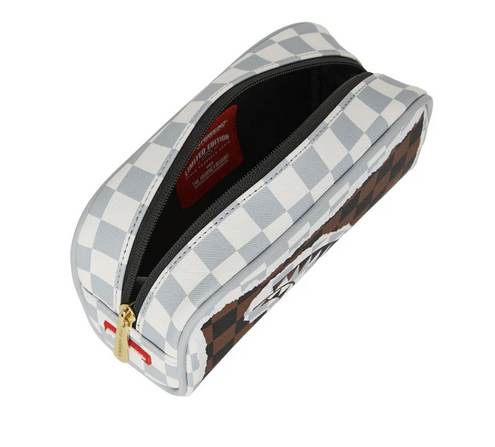 Pochette astuccio Sprayground CREAM AND BROWN TEAR CHECK POUCH