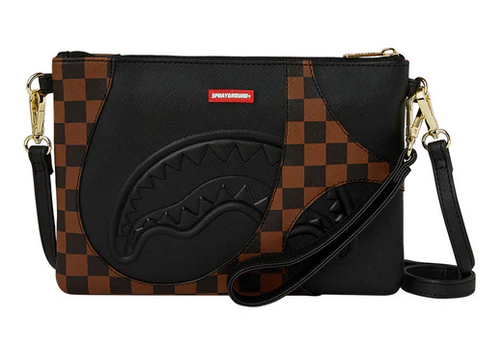 POCHETTE SPRAYGROUND JETSTREAM BROWN CROSSOVER CLUTCH