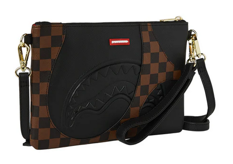 POCHETTE SPRAYGROUND JETSTREAM BROWN CROSSOVER CLUTCH
