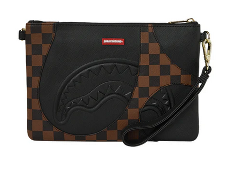 POCHETTE SPRAYGROUND JETSTREAM BROWN CROSSOVER CLUTCH
