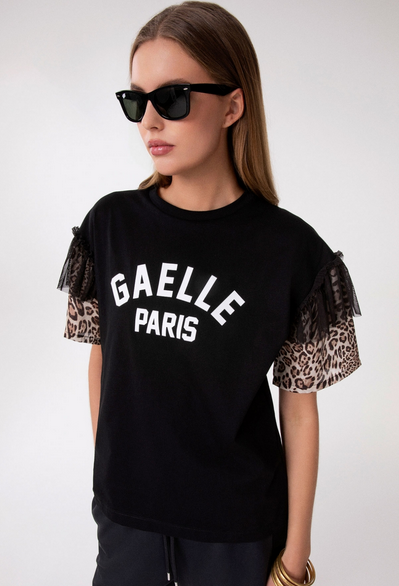 T-Shirt GAELLE PARIS Paricollo Mezza Manica Con Dettaglio Manica In Raso