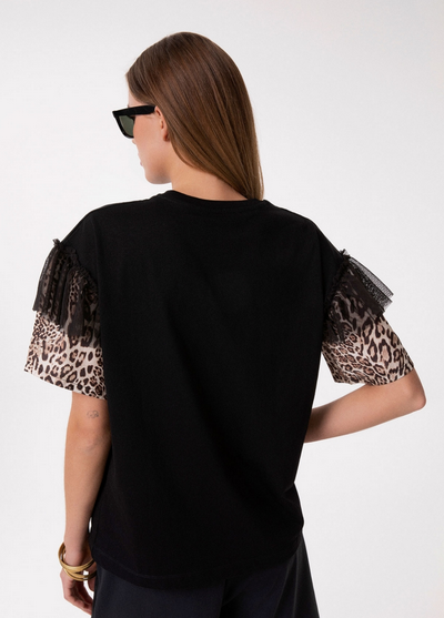 T-Shirt GAELLE PARIS Paricollo Mezza Manica Con Dettaglio Manica In Raso