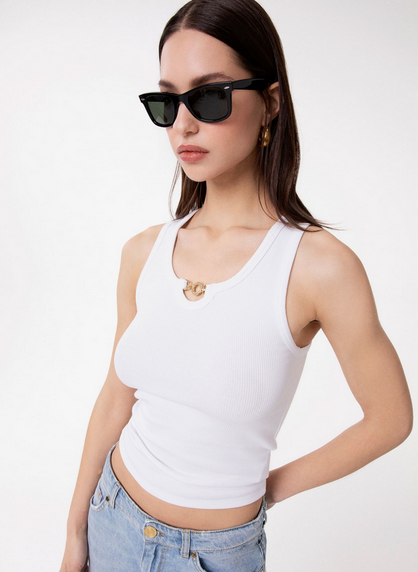 Canotta GAELLE PARIS In Costina Con Dettaglio Morsetto Sul Davanti