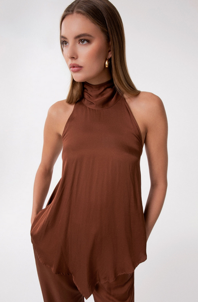 Top GAELLE PARIS A Fazzoletto Collo Halter In Raso