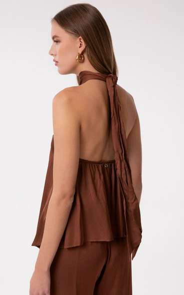 Top GAELLE PARIS A Fazzoletto Collo Halter In Raso