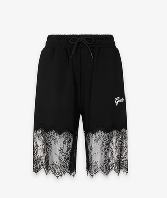 Bermuda GAELLE PARIS In Felpa Con Inserti In Pizzo Nero