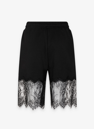 Bermuda GAELLE PARIS In Felpa Con Inserti In Pizzo Nero