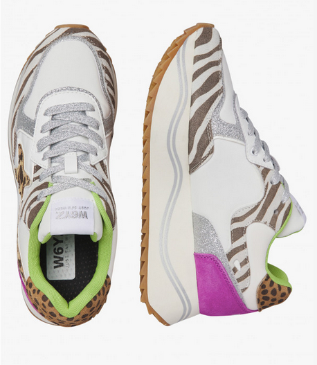 Sneaker W6YZ DEVA in suede e tessuto tecnico - NERO-BIANCO-FUCSIA