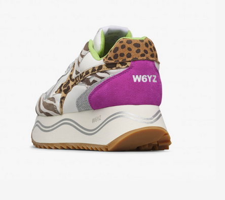 Sneaker W6YZ DEVA in suede e tessuto tecnico - NERO-BIANCO-FUCSIA
