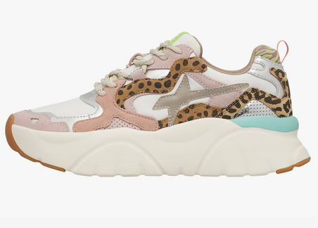 Sneaker W6YZ MIA in suede e tessuto tecnico - Tortora-Bianco