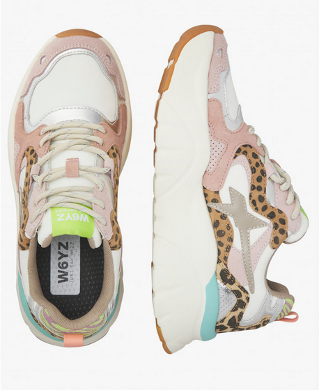 Sneaker W6YZ MIA in suede e tessuto tecnico - Tortora-Bianco