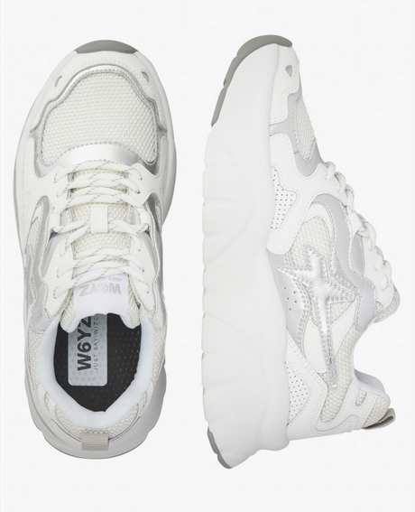 Sneaker W6YZ MIA in suede e tessuto tecnico - Bianco-Argento