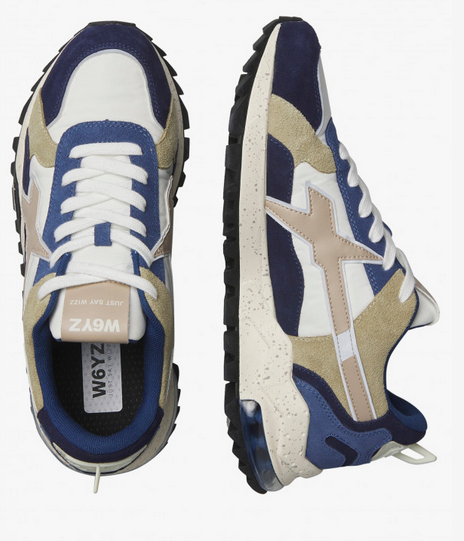 Sneaker W6YZ BREEZE in tessuto tecnico e suede - Blu-Grigio