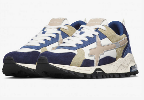 Sneaker W6YZ BREEZE in tessuto tecnico e suede - Blu-Grigio