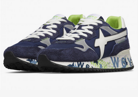 Sneaker W6YZ YAK-M - Sneakers in tessuto tecnico e suede - Navy-Bianco