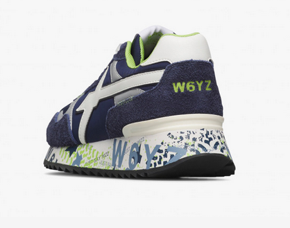 Sneaker W6YZ YAK-M - Sneakers in tessuto tecnico e suede - Navy-Bianco
