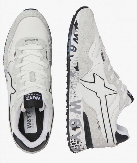 Sneaker W6YZ YAK-M - Sneakers in tessuto tecnico e suede - Bianco-Nero
