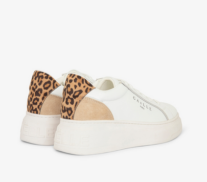 Sneakers GAELLE PARIS New Addict In Action Leather Con Inserti Animalier E Passalaccio Logato
