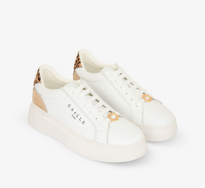 Sneakers GAELLE PARIS New Addict In Action Leather Con Inserti Animalier E Passalaccio Logato