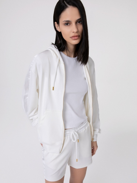 Felpa HINNOMINATE Cappuccio Basica In Viscosa Con Inserti N Raso