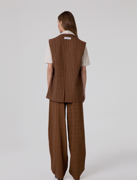 Giacca HINNOMINATE Doppiopetto Smanicata In Lino Gessato