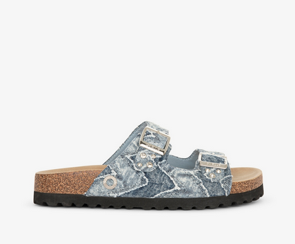 Sandalo GAELLE PARIS In Denim Con Rivetto Personalizzato E Doppia Fibbia