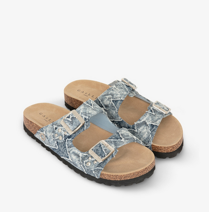 Sandalo GAELLE PARIS In Denim Con Rivetto Personalizzato E Doppia Fibbia