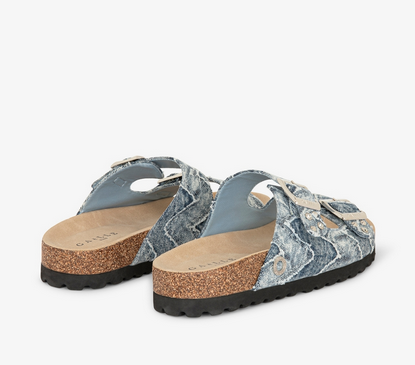 Sandalo GAELLE PARIS In Denim Con Rivetto Personalizzato E Doppia Fibbia