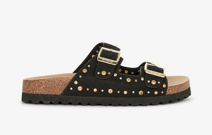 Sandalo GAELLE PARIS In Suede Con Doppia Fibbia E Borchie