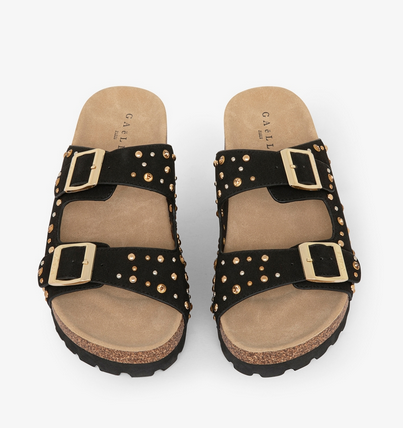 Sandalo GAELLE PARIS In Suede Con Doppia Fibbia E Borchie