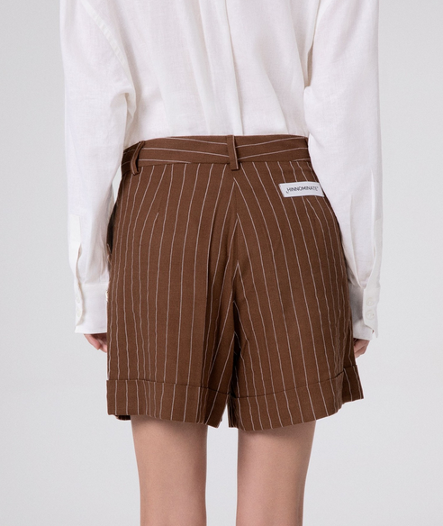 Short HINNOMINATE Con Risvolto E Pences In Lino Gessato