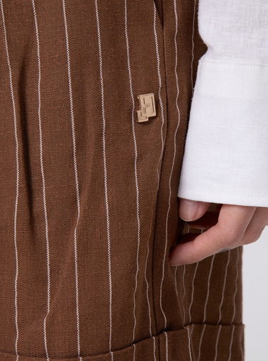 Short HINNOMINATE Con Risvolto E Pences In Lino Gessato