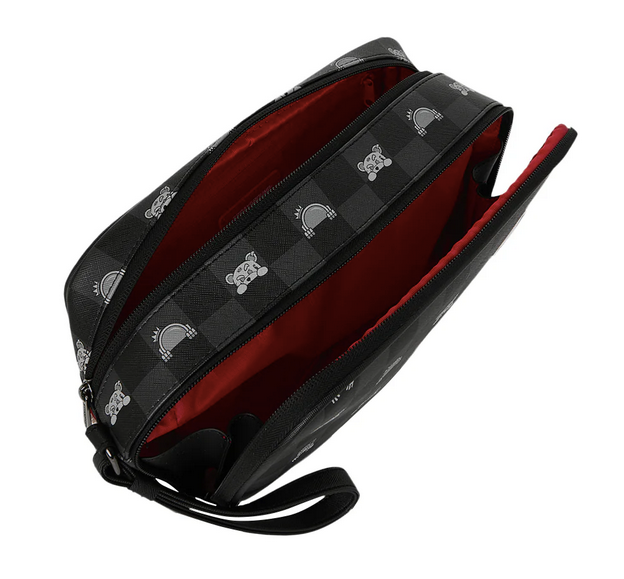 POCHETTE SPRAYGROUND GRAY PEEKING CHARACTER CHECK TOILETRY BRICK