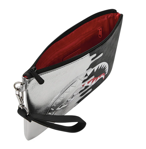 POCHETTE SPRAYGROUND SILVER SIDE DRIP BLACK CHECK CROSSBODY POUCHETTE