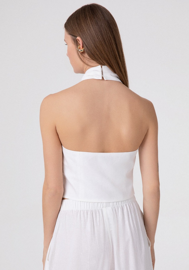 Top HINNOMINATE In Lino Con Incrocio Al Collo
