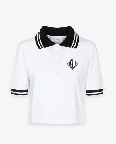 T-Shirt GAELLE PARIS Crop Mezza Manica Con Collo E Abbottonatura A Polo Appl. Termo Lato Cuore